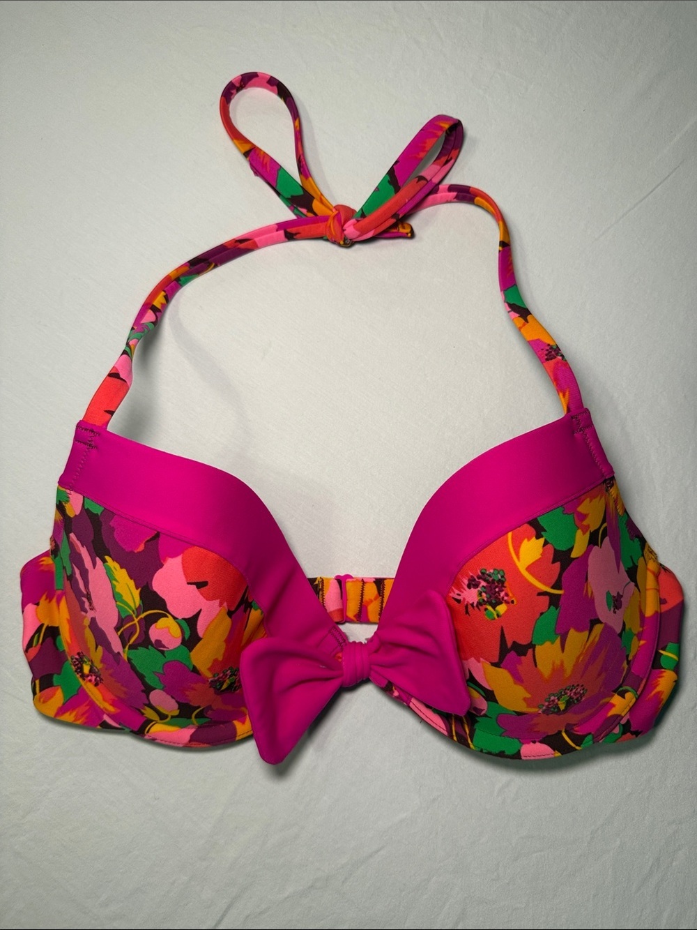 Aerie Women's Pink Floral Underwire Bikini Swim Top Size 34D EUC